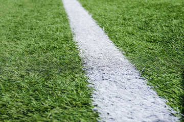Artificial grass for playing football, marking on a grass. 