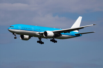 Untitled airplane. Passenger plane. Aircraft without title at airport. Aviation theme. In flight. Landing and arrival.