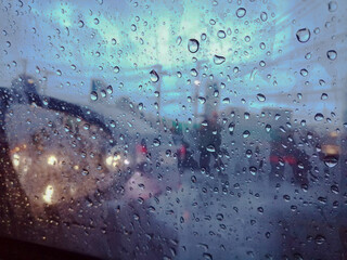 drops of water on glass of car like bokeh after rained , freshened concept , seamless waterdrop...