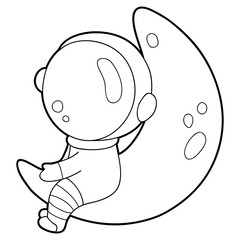 Vector illustration coloring page with cartoon astronaut for children, coloring and scrap book, printable