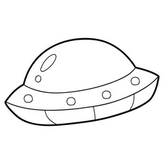 Vector illustration coloring page with cartoon ufo for children, coloring and scrap book, printable