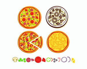 Hot and Spicy Pizza vector Illustration