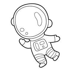 Vector illustration coloring page with cartoon astronaut for children, coloring and scrap book, printable