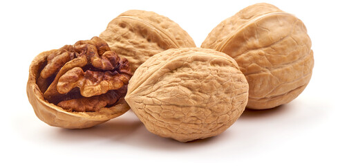 Walnuts, isolated on white background.