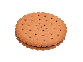 Brown sandwich cookies isolated on the white background