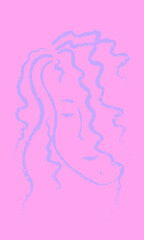 Vector illustration. Fantasy, delicate silhouette, made with brush strokes on a pink background.