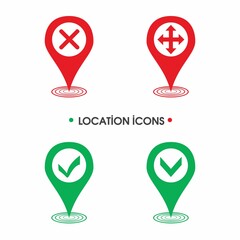 Minialist Pin Location vector icon. Adress pin True False red green symbol minimal. Icon template color editable. Gps pointer mark. Location map symbol vector sign isolated on white background