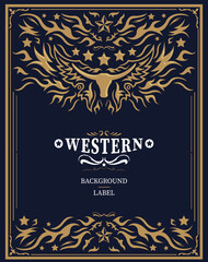 Western Style Label design, Rodeo post elements. 