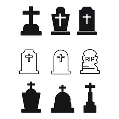 Gravestone icons set. Gravestone pack symbol vector elements for infographic web.