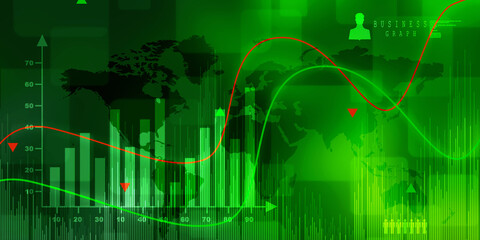 2d rendering Stock market online business concept. business Graph 
