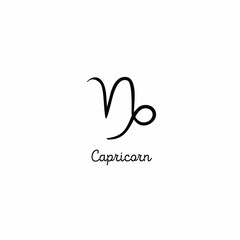 Hand drawn capricorn zodiac illustration. Simple line capricorn zodiac icon. Capricorn zodiac tattoo vector symbol. Hand drawing capricorn sign
