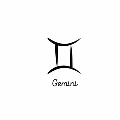 Hand drawn gemini zodiac illustration. Simple line gemini zodiac icon. gemini zodiac vector symbol. Hand drawing gemini sign
