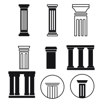 Pillar icons set. Pillar pack symbol vector elements for infographic web.