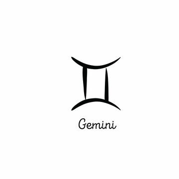 Hand drawn gemini zodiac illustration. Simple line gemini zodiac icon. gemini zodiac vector symbol. Hand drawing gemini sign
