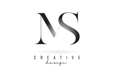 MS m s letter design logo logotype concept with serif font and elegant style vector illustration. - obrazy, fototapety, plakaty