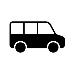 Airport shuttle minivan, shuttle bus glyph icon