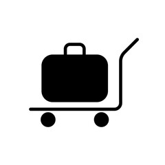 Baggage, luggage, suitcases on trolley glyph icon