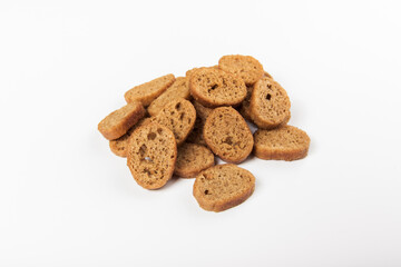 hard chucks snack on a white background. crackers, crunches