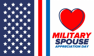 Fototapeta premium Military Spouse Appreciation Day. Celebrated in the United States. National Day recognition of the contribution, support and sacrifice of the spouses of the Armed Forces. Poster, card, banner. Vector