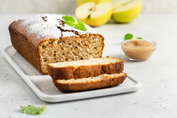 Spicy apple sauce cake. Space for text.