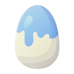 Cute realistic Easter egg painted with with blue paint on top. Can be used as easter hunt element for web banners, posters and web pages.
