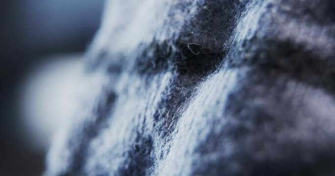 Focus in macro shoot of blue and black textile soft material