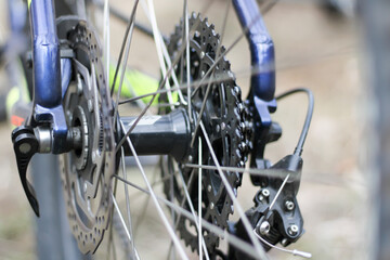 Fototapeta na wymiar bicycle parts cassette and chain closeup 