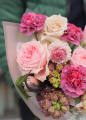 Flower composition. Macro photo. Wedding decor. A Beautiful bouquet of fresh flowers.