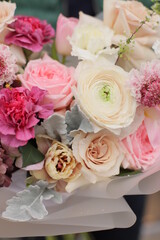 Flower composition. Macro photo. Wedding decor. A Beautiful bouquet of fresh flowers.
