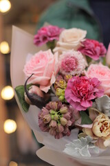 Flower composition. Macro photo. Wedding decor. A Beautiful bouquet of fresh flowers.