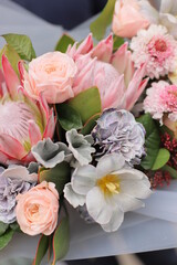 Flower composition. Macro photo. Wedding decor. A Beautiful bouquet of fresh flowers.