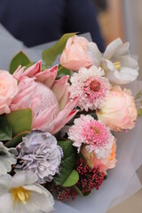Flower composition. Macro photo. Wedding decor. A Beautiful bouquet of fresh flowers.