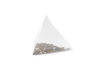 tea bag on a white isolated background. Tea pyramid bag