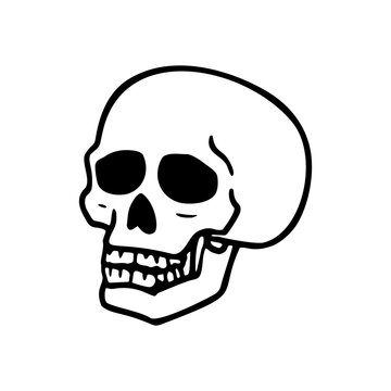 Punk rock collection. Human skull with symbol on a white background. Vector illustration.