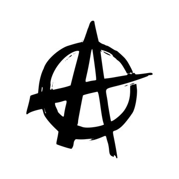 Punk rock collection. Anarchy monochrome symbol in hand-drawn style on white background. Vector illustration.