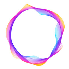 Design elements. Wave of many purple lines circle ring. Abstract vertical wavy stripes on white background isolated. Vector illustration EPS 10. Colourful waves with lines created using Blend Tool