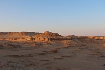 The beautiful sands and rocks formations due to erosion  in Fayoum desert in Egypt