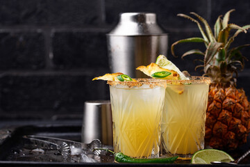 Margarita with pineapple and jalapeno