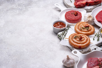 Assortment of various types of meat