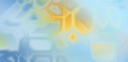 Layers of colorful and vibrant geometrical shapes. Digital illustration of a tech layout. Futuristic design template.