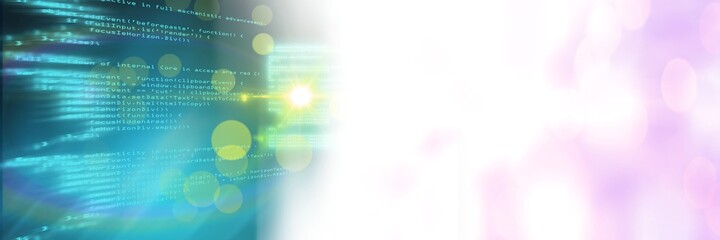 Computer code processing against black and pink background, program coding and technology concept