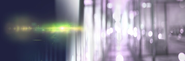 Computer code processing next to a corridor, program coding and technology concept