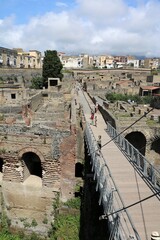 Herculaneum destroyed by the Vesuvius volcano, Italy