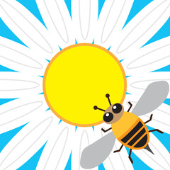 Flat Vector Bee Pollinating