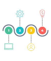 Business infographics. Timeline with steps, circles, rings. Vector linear infographic element.