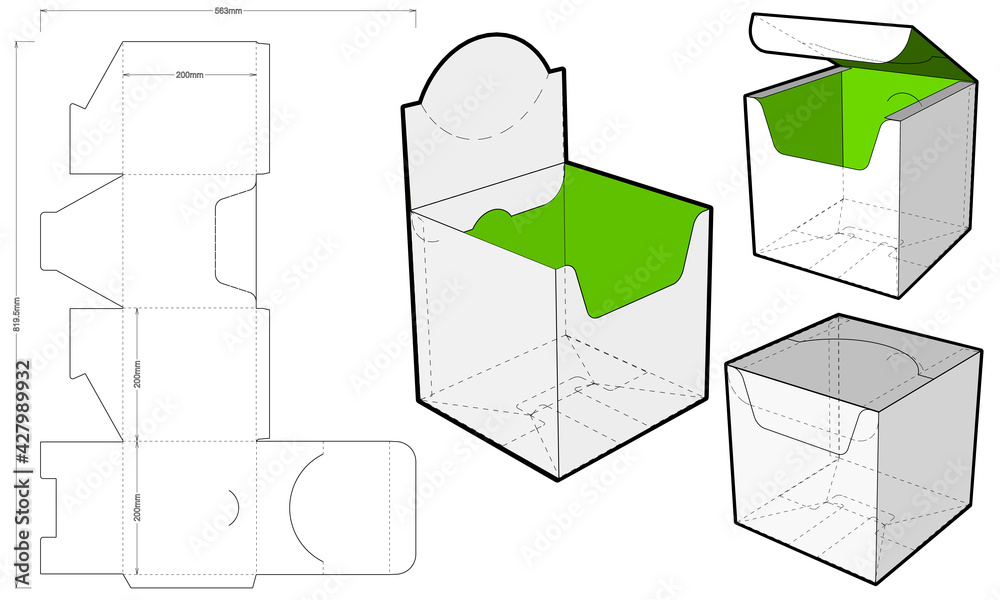 Wall mural counter display stand and die-cut pattern. the .eps file is full scale and fully functional. prepare
