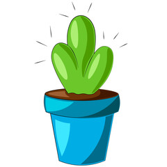 Single element Cactus in Pot. Draw illustration in color