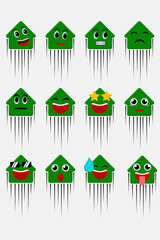 Vector design of cute download character sets with different expressions