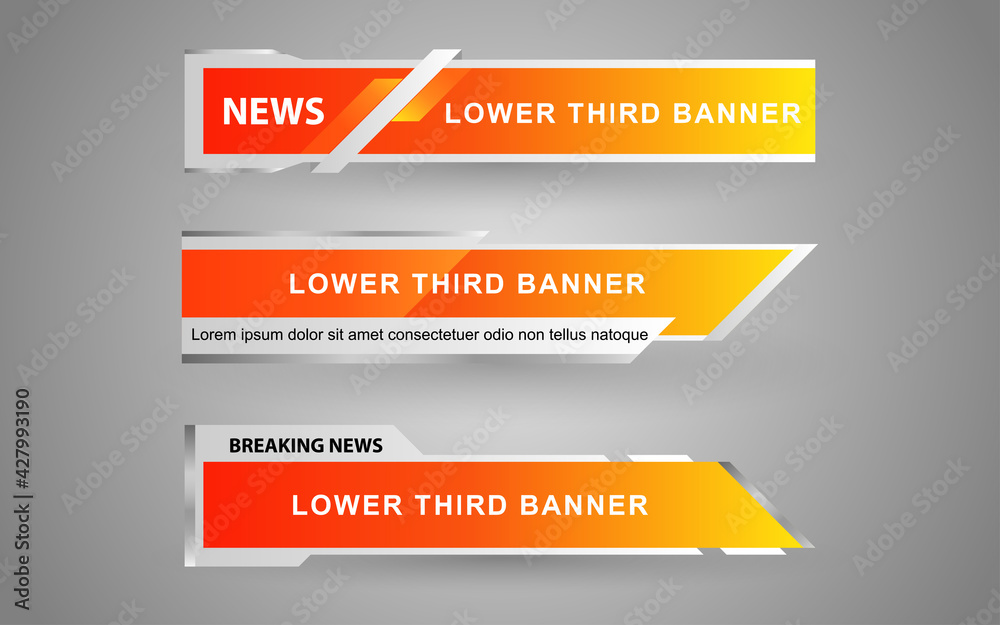Wall mural set collection vector of broadcast news lower thirds template layout design banner for bar headline 