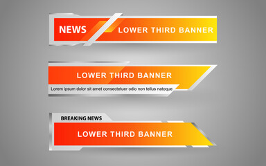 Set collection vector of Broadcast News Lower Thirds Template layout design banner for bar Headline news title, sport game in Television, Video and Media Channel